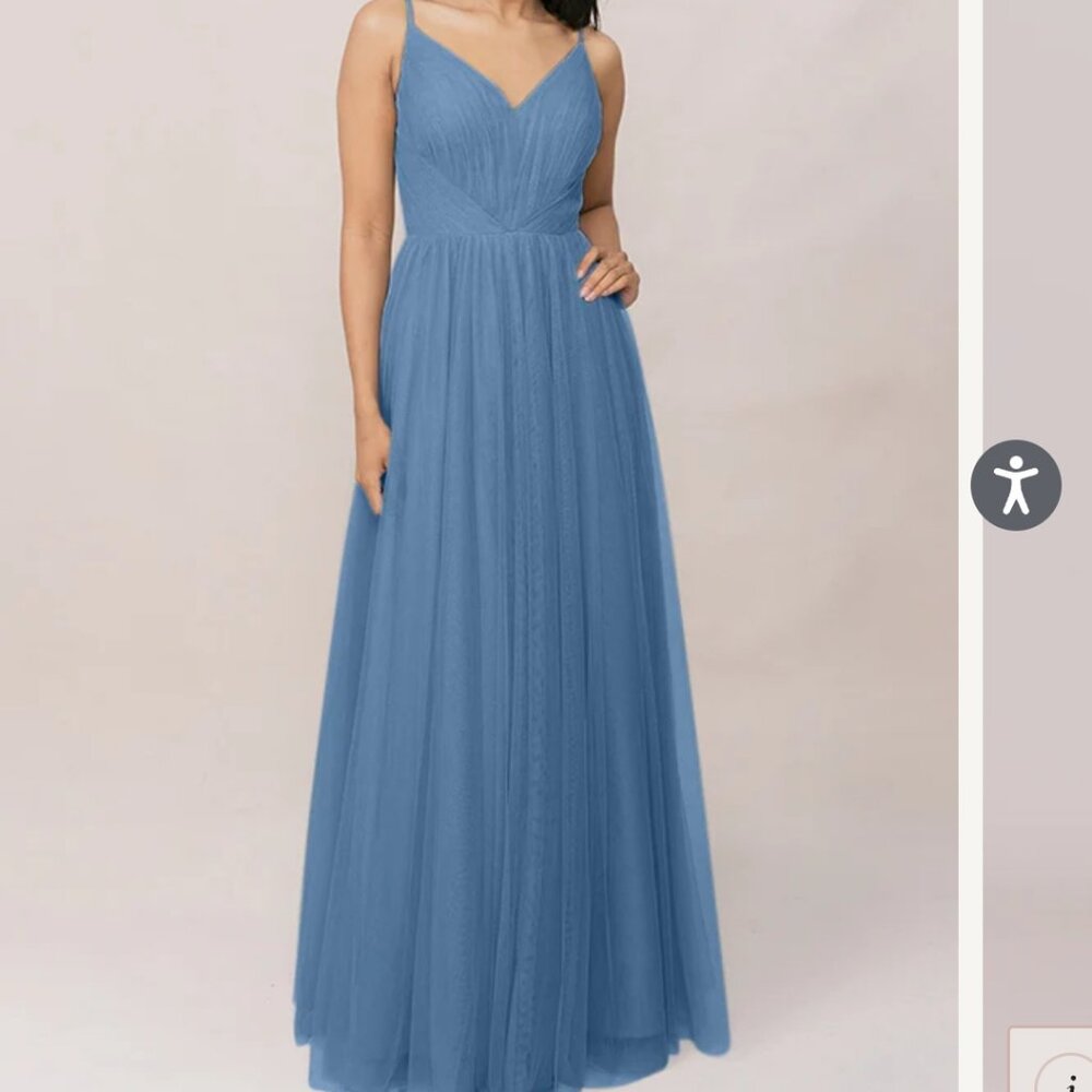 Dusty blue bridesmaid dress tule